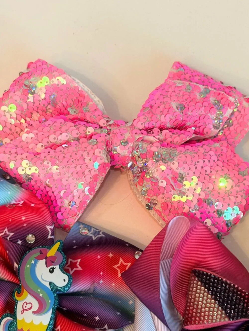 JoJo Siwa Big Cheer Dance Hair Bows Lot Of 8 Asst Unicorn Rainbow Rhinestones